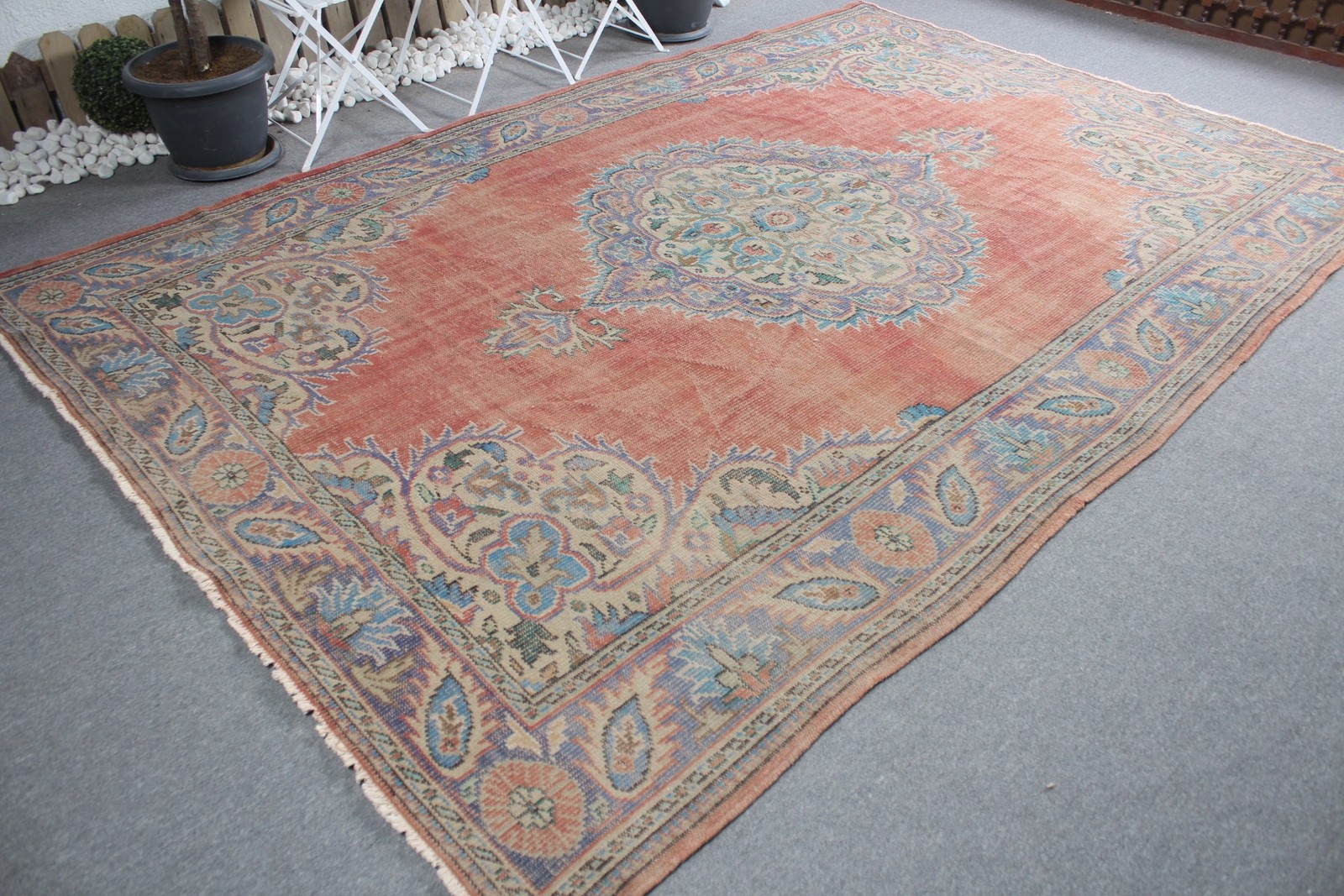 Turkish Rug, Oversize 7,2×11 ft Rug, Red Oriental Rug