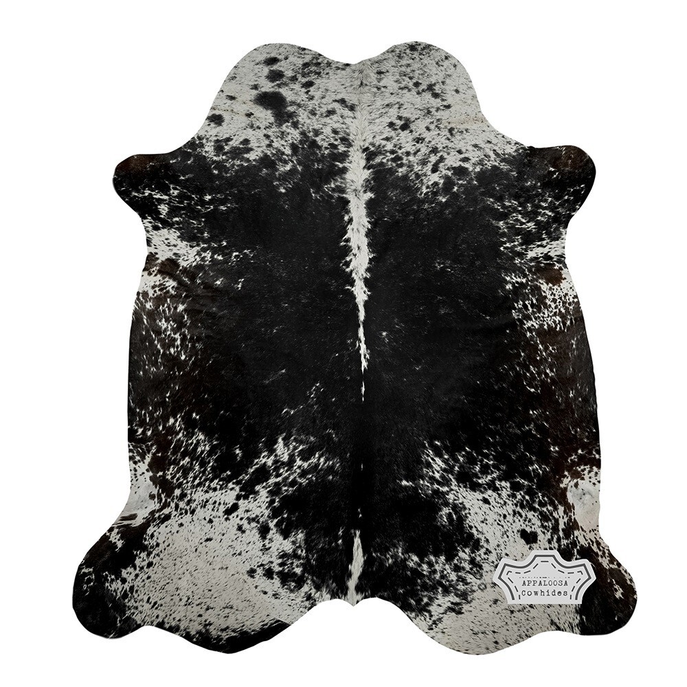 5×7 ft Black Speckled Cowhide Rug –100% Genuine Leather–Best Price Luxury Décor