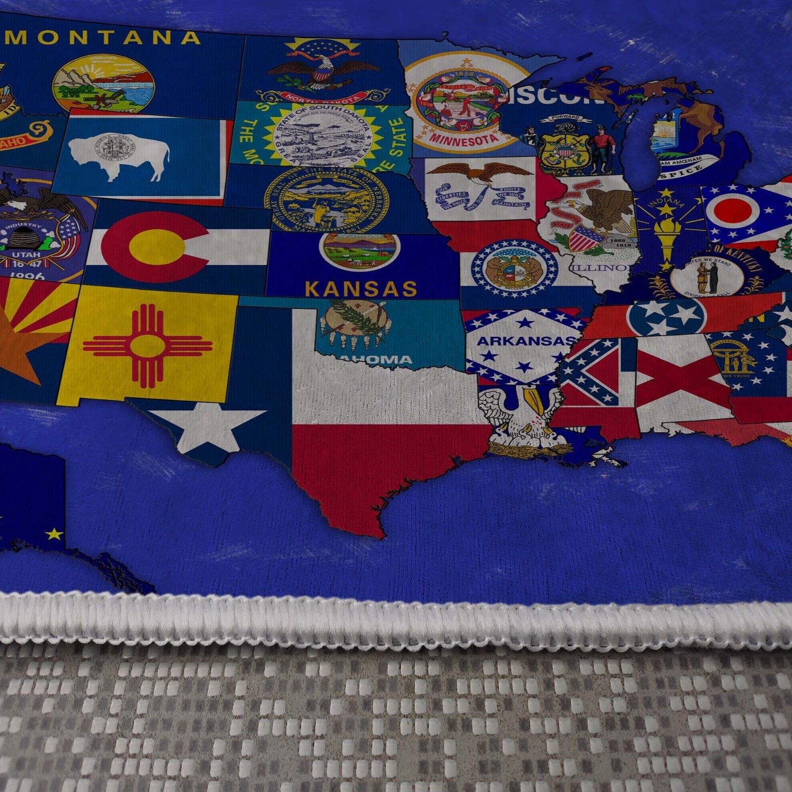 United States of America Map Area Rugs, flat design USA Rug, kids room rug play