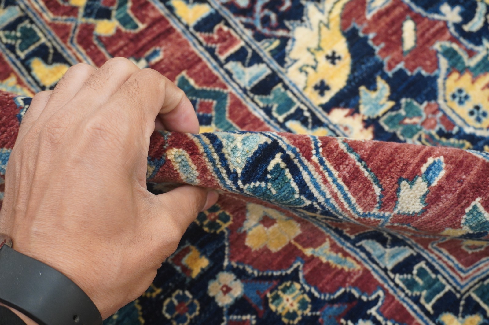 12×15 ft Navy Blue Turkish Hereke Hand Knotted Wool Oriental Rug