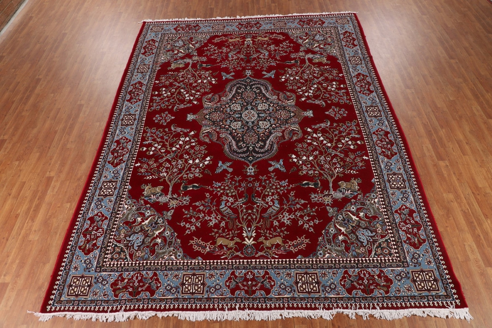 Living Room Turkish Floral Red 10×13 ft Area Rug Soft Pile Carpet