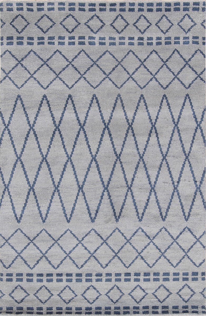 Moroccan Trellis Handmade Luxury Hand-Knotted Wool Rugs Bedroom 5×8 ft