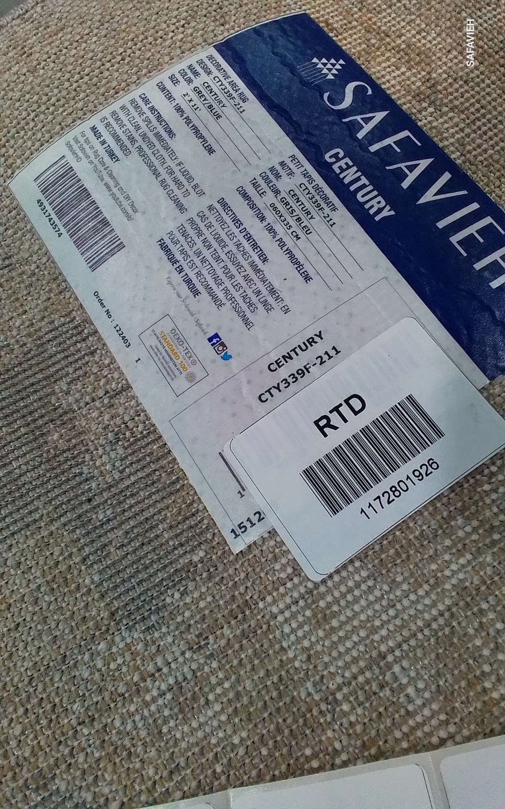 GREY / BLUE 2′-0″ x 11′-0″ Flaw in Rug, Reduced Price 1172801926 CTY339F-211