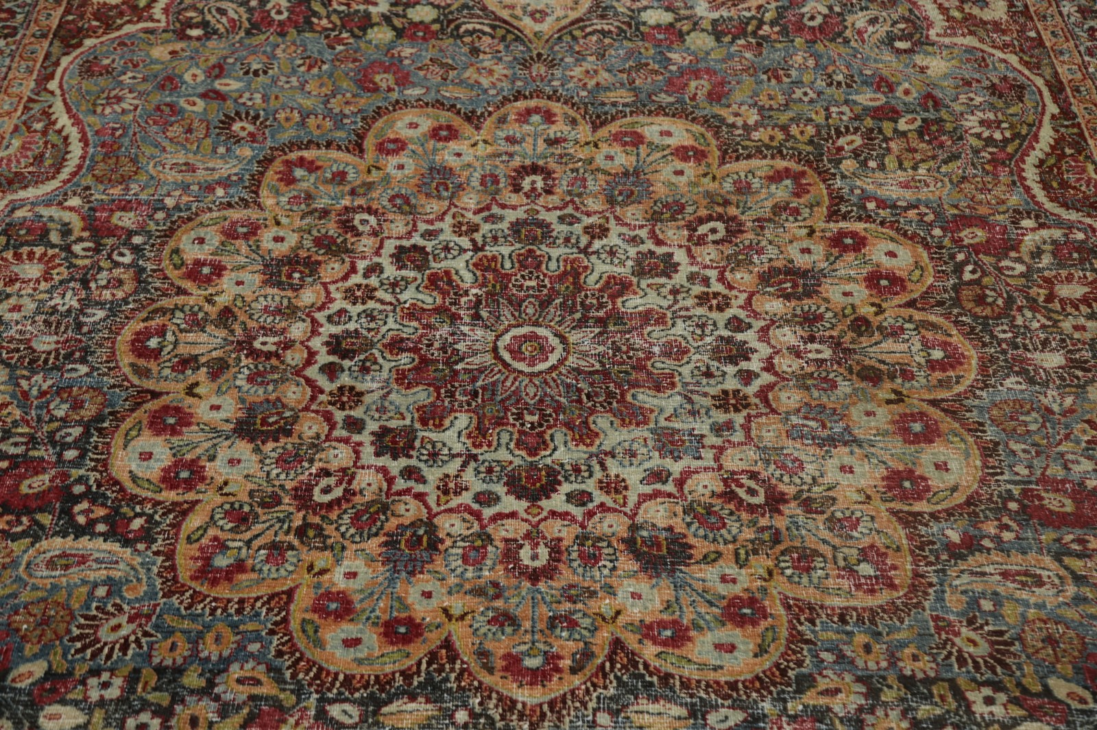 Pre-1900 Vegetable Dye Floral Traditional Area Rug 7×10 ft Hand-knotted Wool