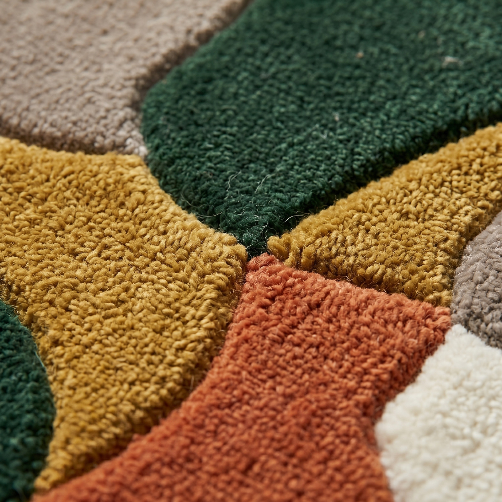 Hand Tufted Abstract Area Rug Modern Geometric Wool Rug Handmade Organic Shape