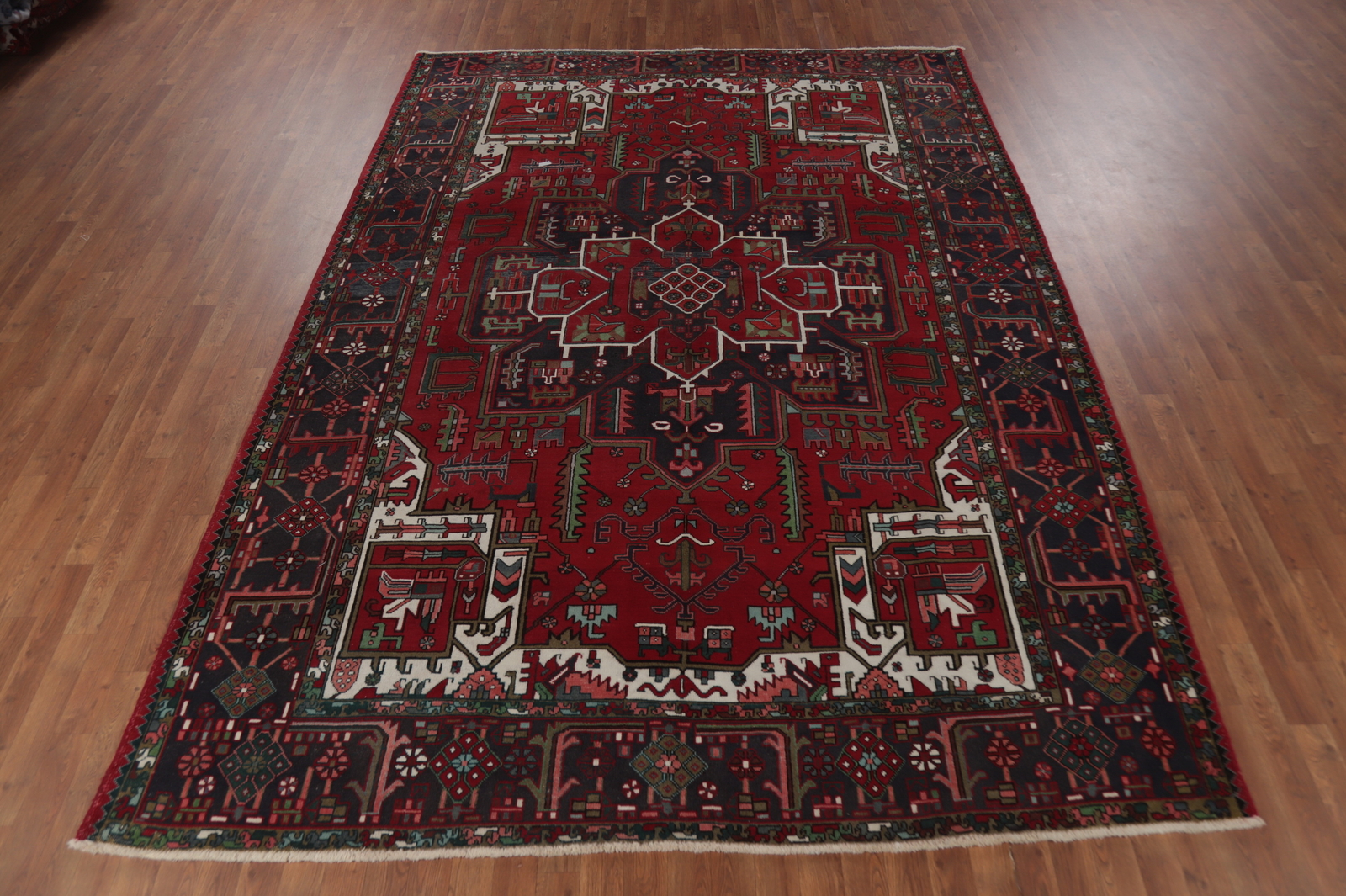 Traditional Vintage Nomadic Hand-made Geometric Wool Heriiz Rug Area Carpet 8×11