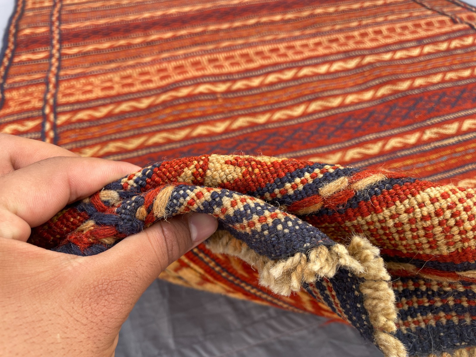 3’3 x 5 Ft Afghan Kilim Rug Tribal Striped Flatweave Carpet Handmade Wool Rustic