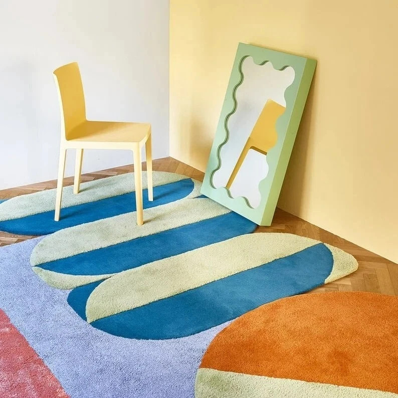 Irregular Shape Kids Hand Tufted Rug, Modern Hand-Tufted Wool Handmade Area Rug