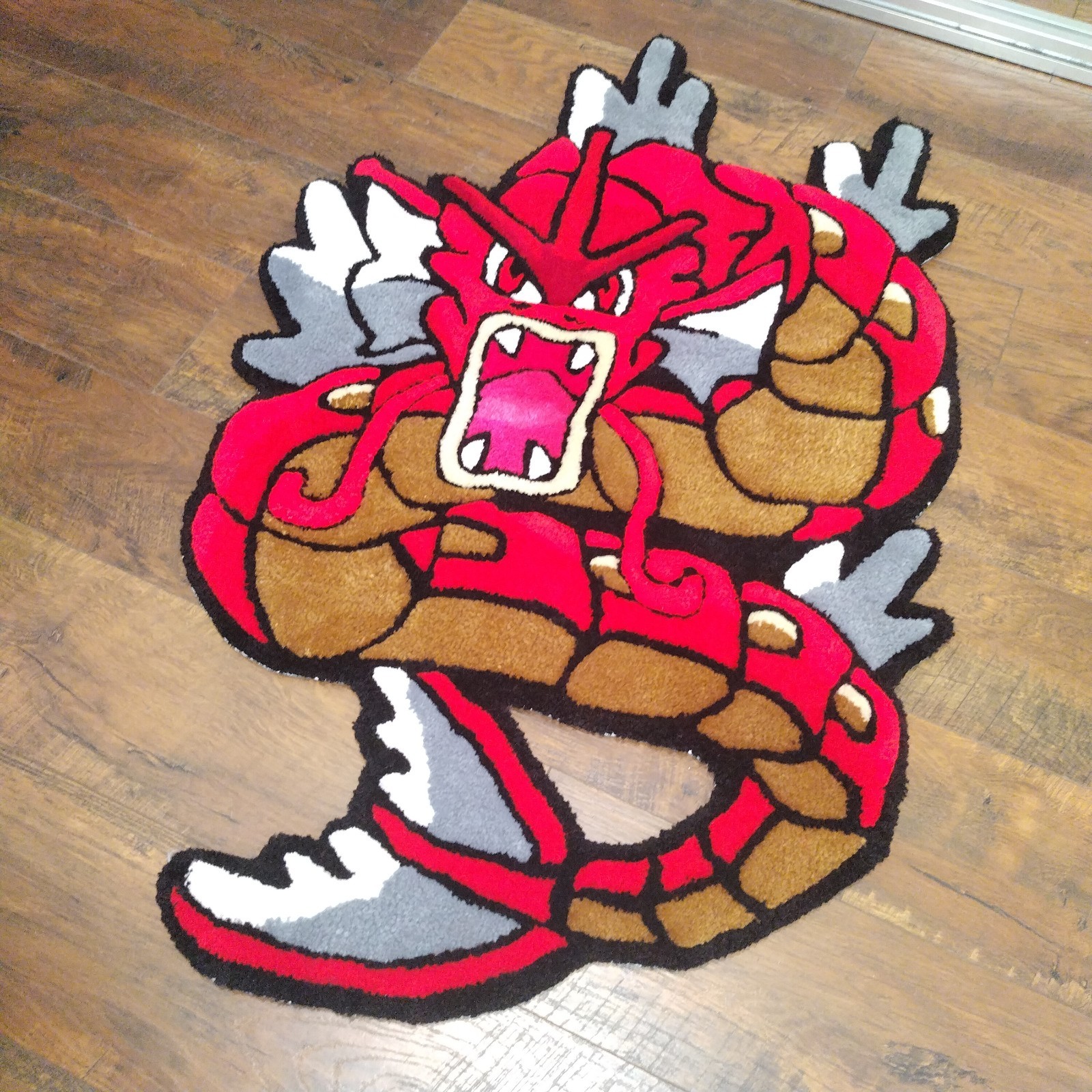 Handmade Custom Rug Gyarados Pokemon Shiny Red Anime Cartoon Dragon Water