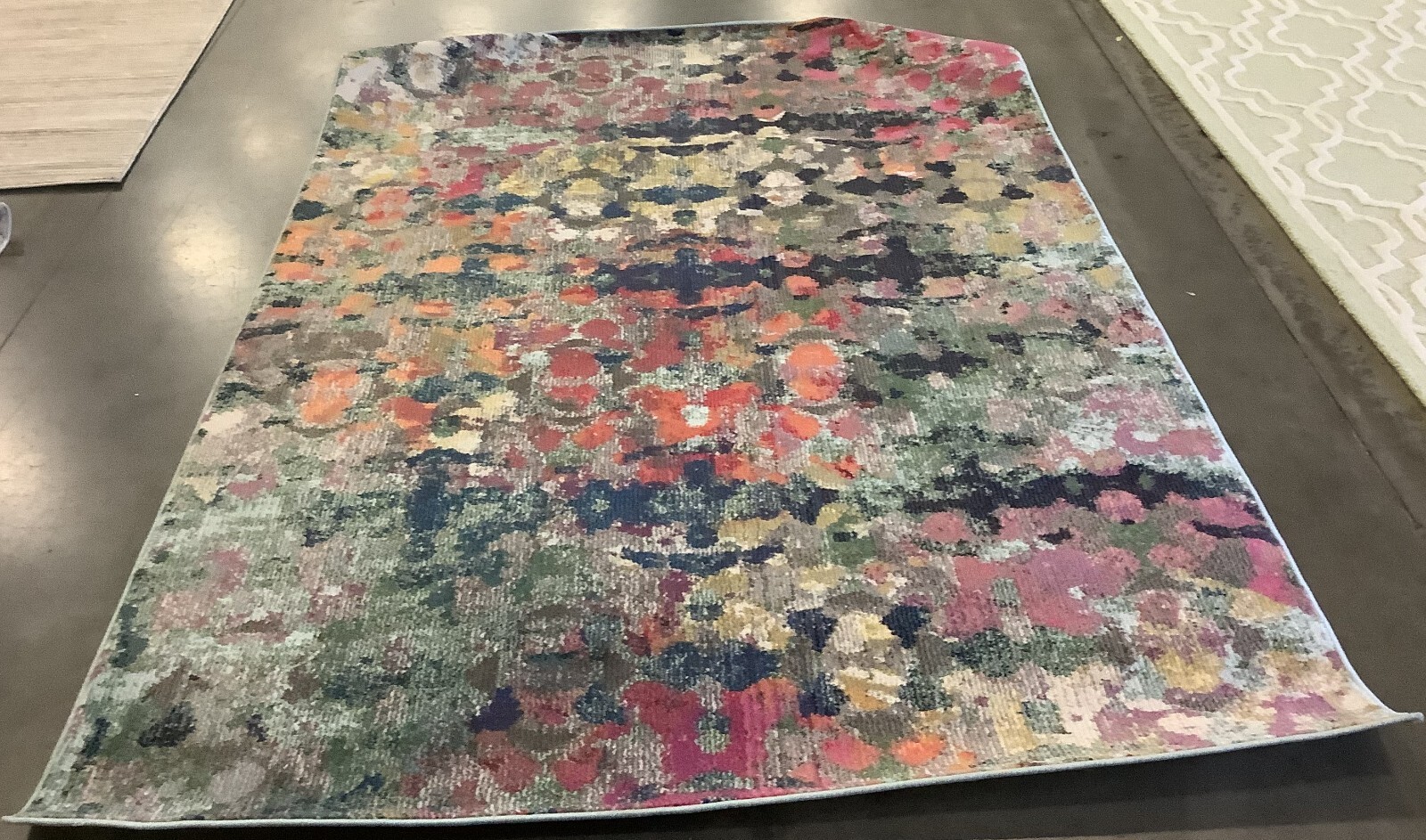 GREEN / BLUE 5′-1″ x 7′-7″ Back Stain Rug, Reduced Price 1172677170 MNC263Y-5