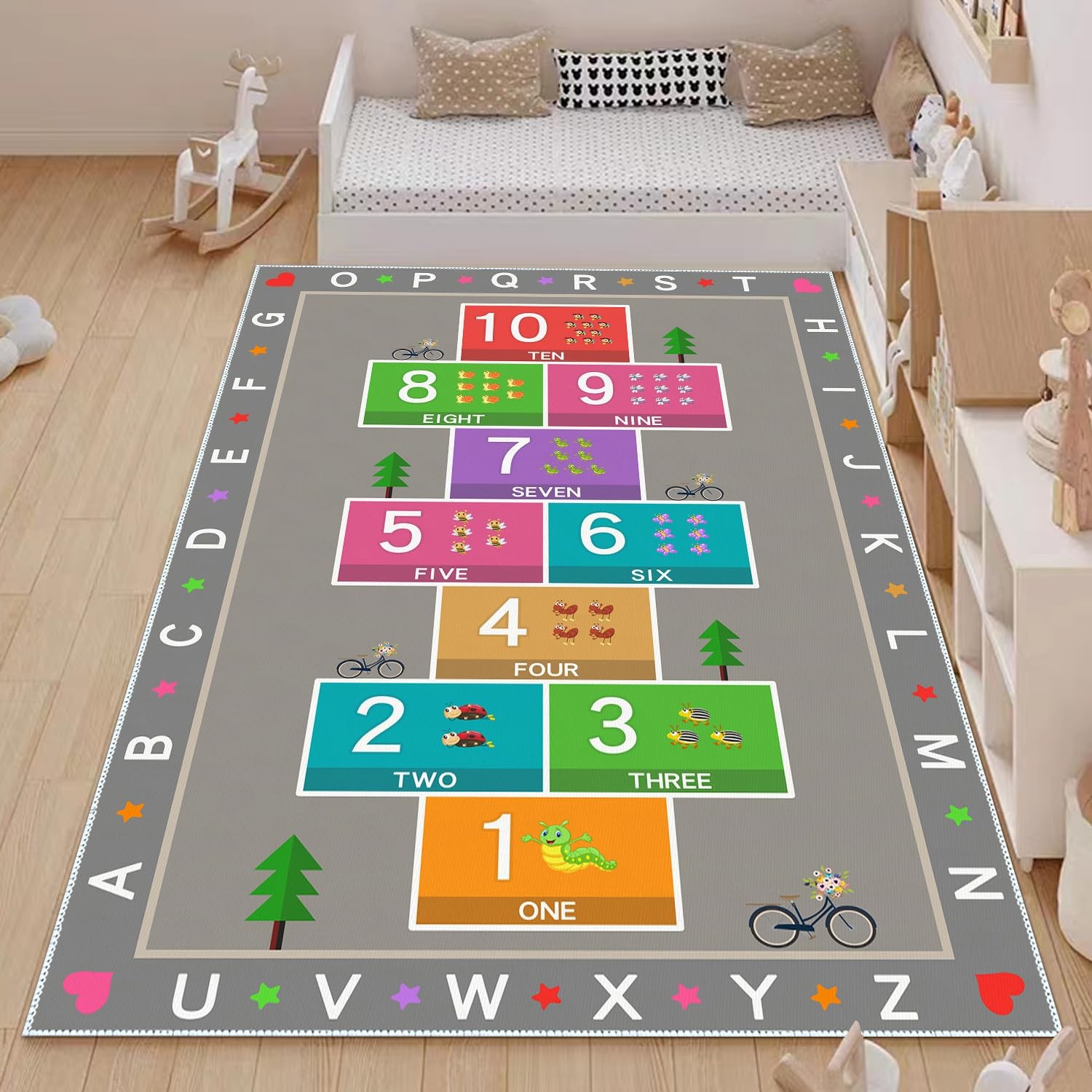 Hopscotch Play Rug 31×47 In, ABC Alphabet Number Educational Carpet – Fun