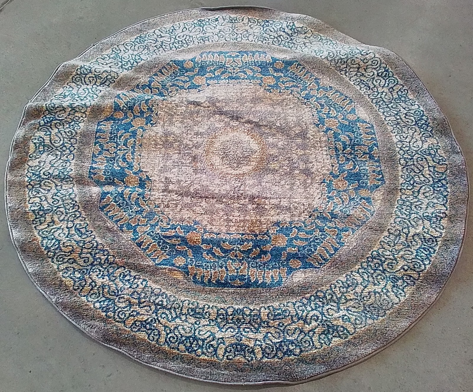 LT GREY / BLUE 5′-1″ x 5′-1″ Back Stain Rug, Reduced Price 1172771194 SOF365A-5R