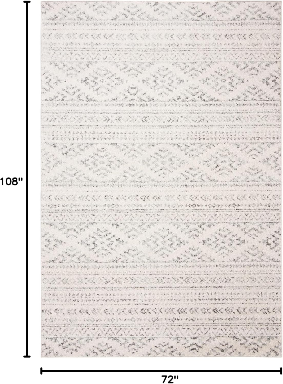 Tulum 6×9 Area Rug – Ivory & Grey Moroccan Boho Design, Easy Clean