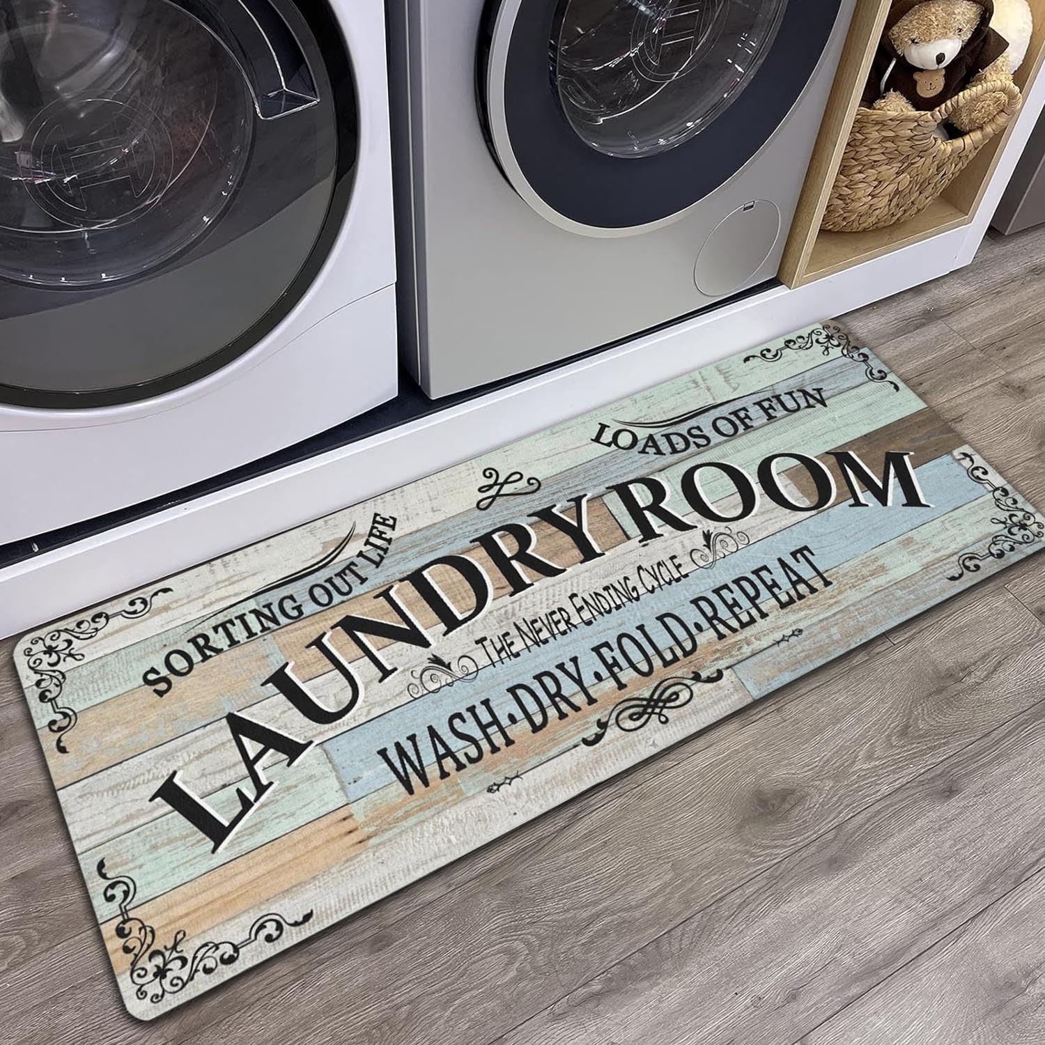 sdhinlwo Non Slip Laundry Room Rug – Farmhouse Kitchen Floor Mat -Laundry Roo…