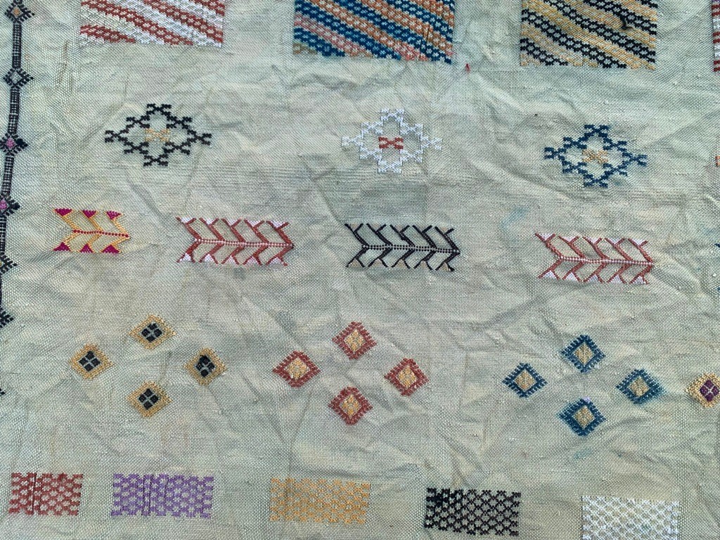 Vintage Moroccan Silk Kilim,Sabra Kilim,Traditional Kilim 3×5 ft Free Ship