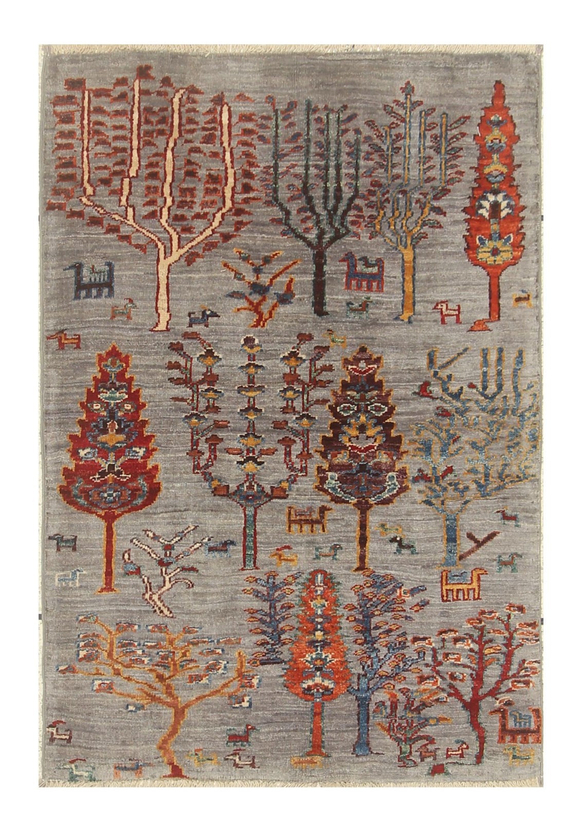 2’5″x3’7″ Gray Gabbeh Afghan Hand Knotted Wool Area Rug