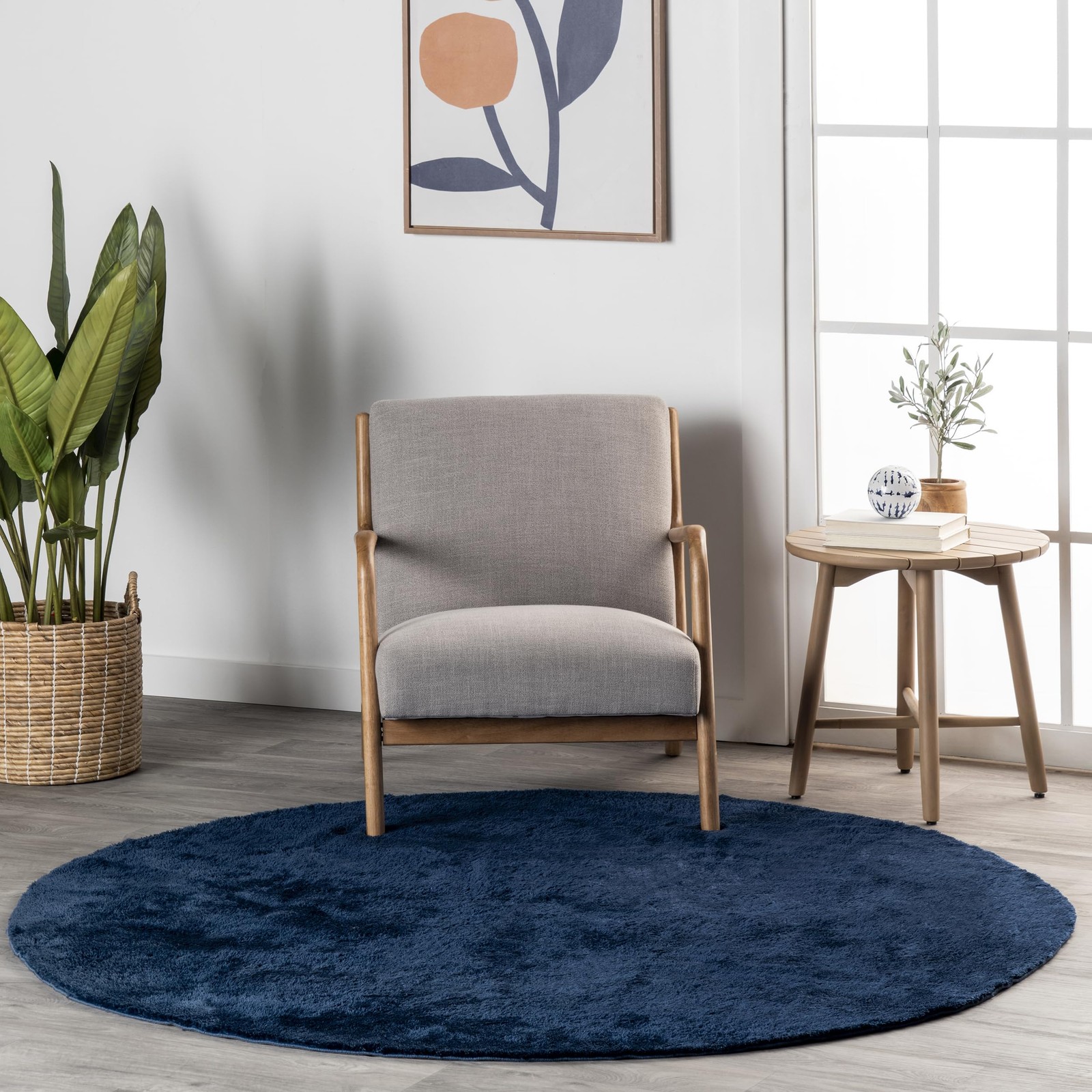 nuLOOM 4′ Round Cozy Plush Area Rug, Machine Washable, Non-Slip, Soft Fluffy …