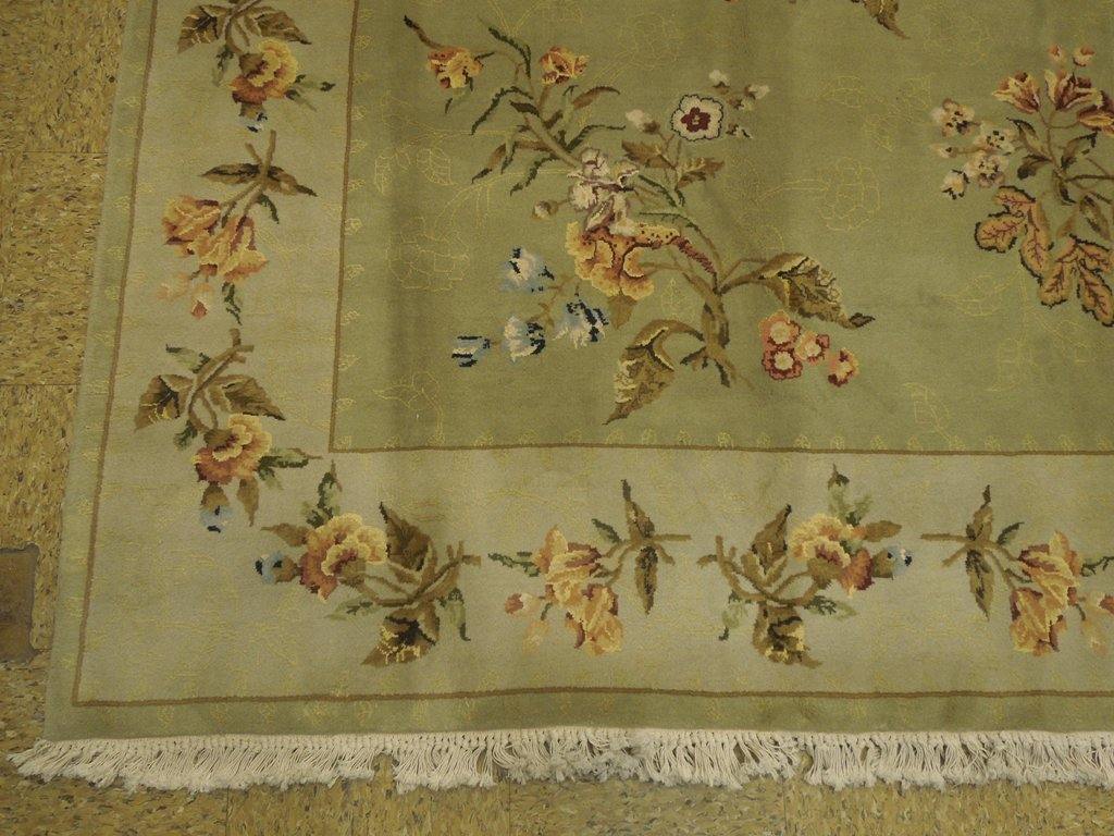 6′ x 9′ NEW Art Deco Pattern Hand0knotted Wool & Silk Rug GREEN #PIX-23854