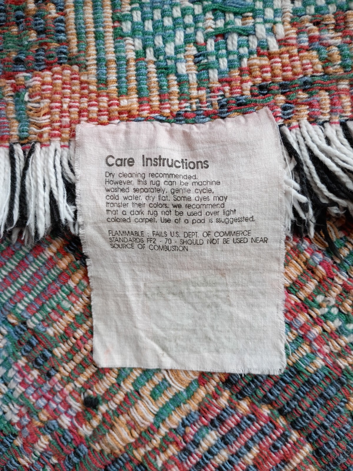 Hand woven cotton throw rug * 30 in. x 48 in. * Made in India