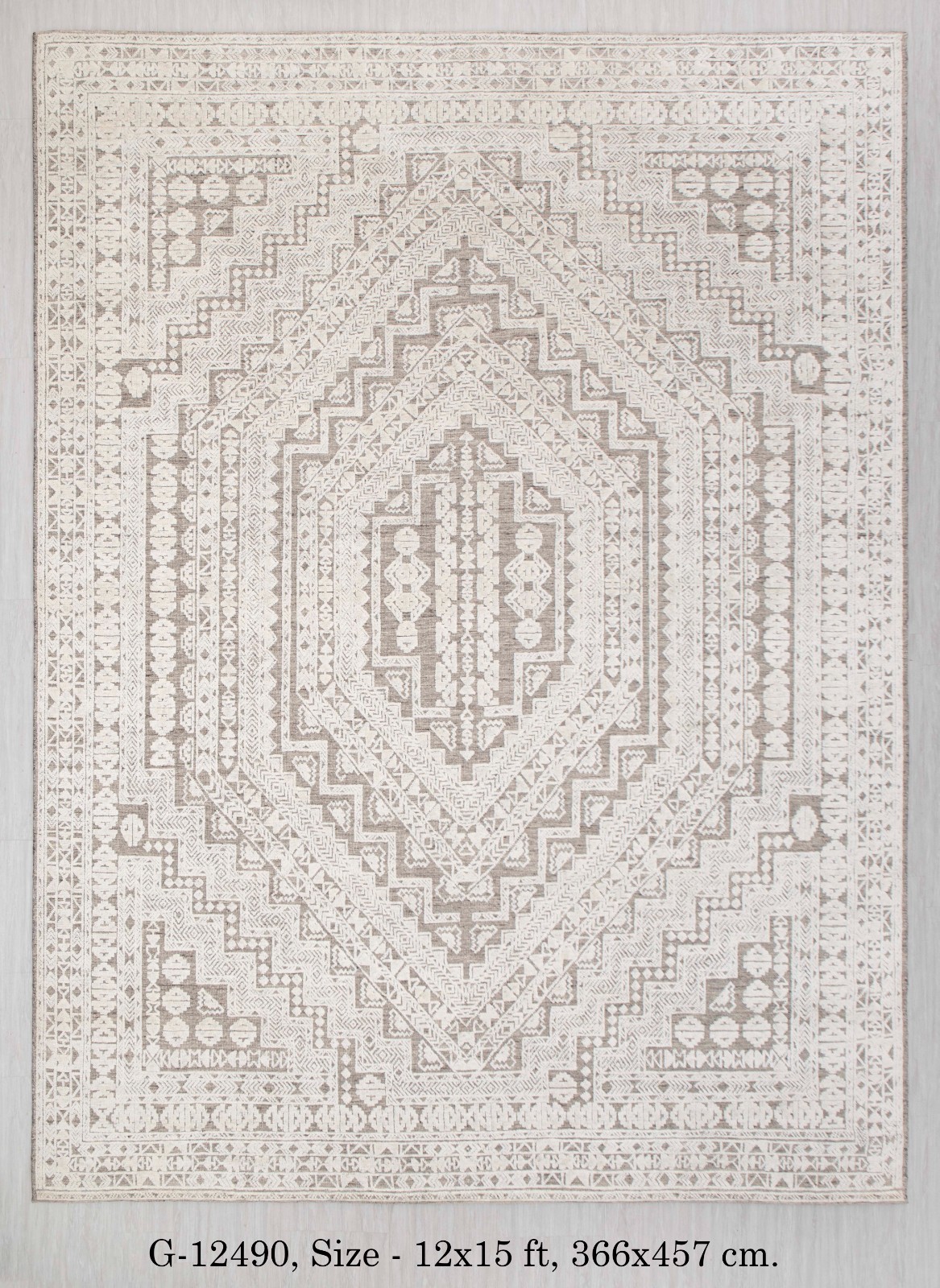 12×15 Ivory Grey Traditional Persiann Look Soft Quality Wool Hand Knotted Rug