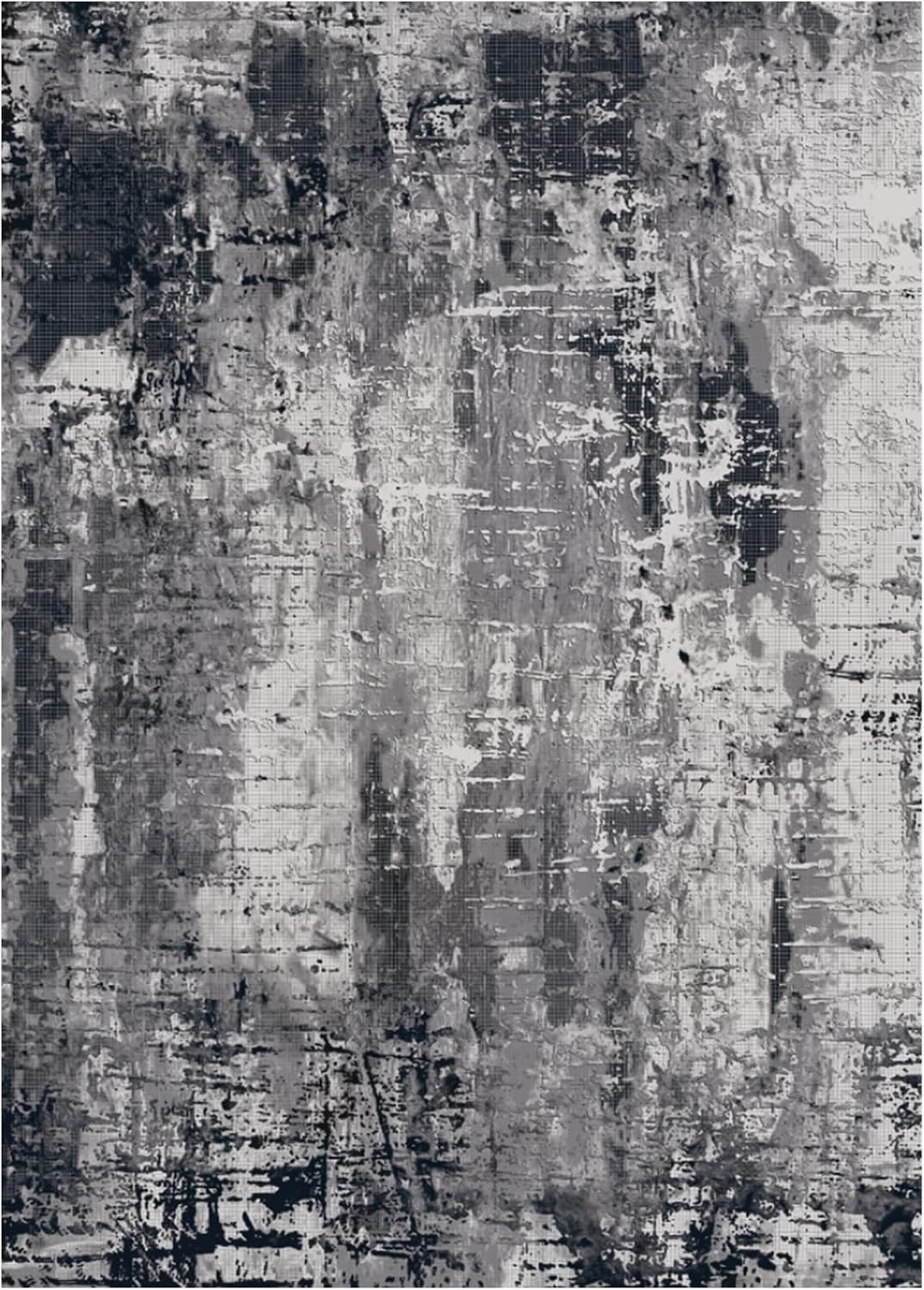 Area Rug Living Room Rug, 4X6 Modern Abstract Washable Rug Black Non Slip Foldab