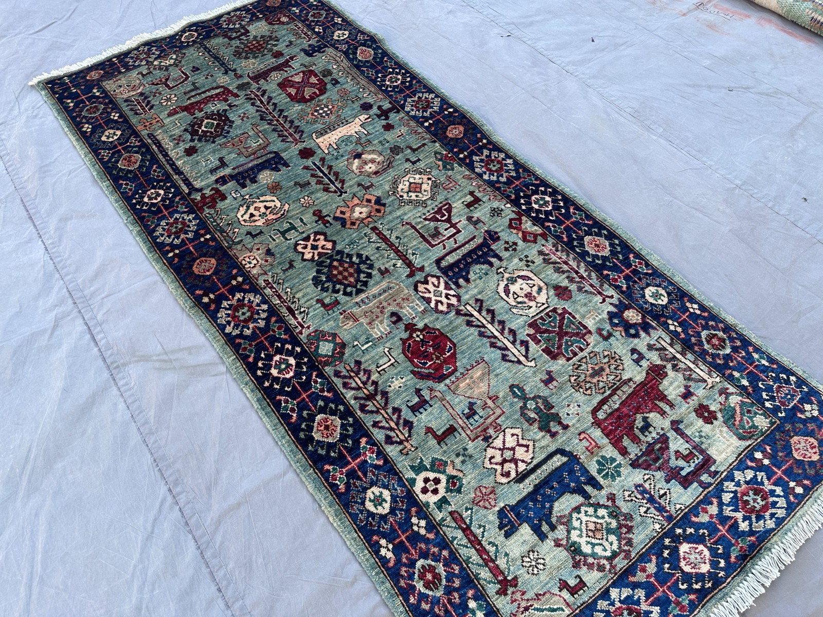 Afghan Kazak Runner Rug Hand Knotted Tribal Wool Vintage Oriental Entryway Rug