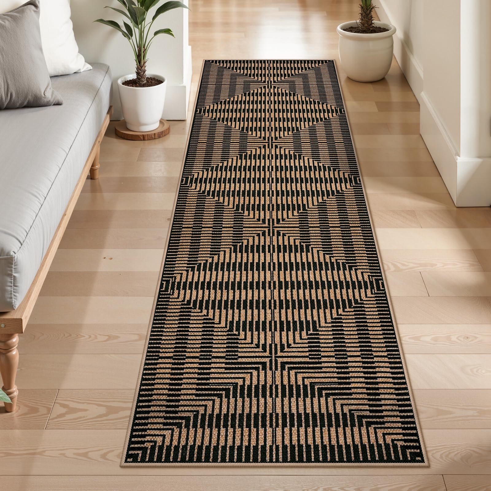 Easy Jute Indoor Outdoor Runner Rug 2×6, Washable Runners for Hallways Non Sl…