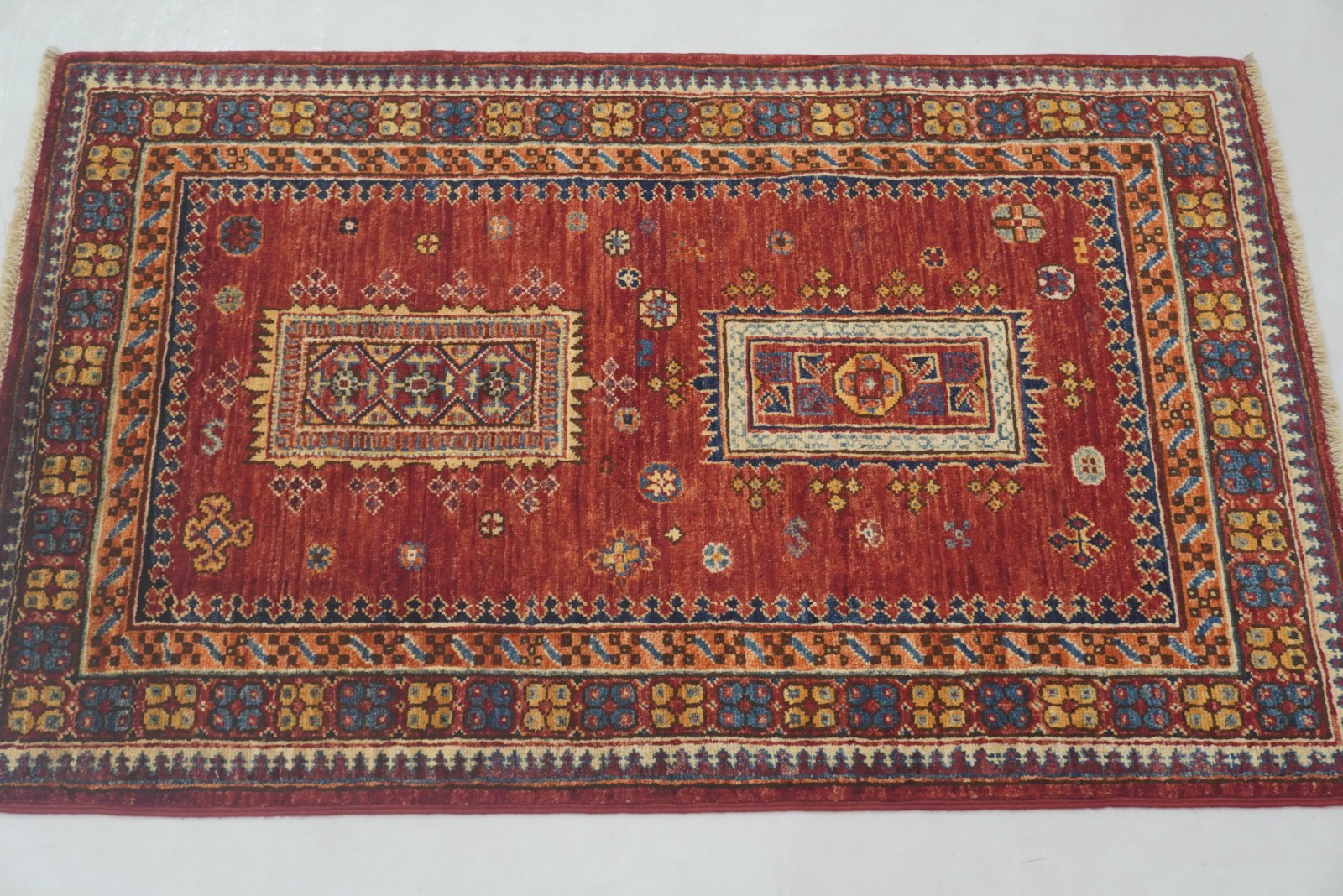 3×4 ft Red Afghan Hand Knotted Traditional Area Rug