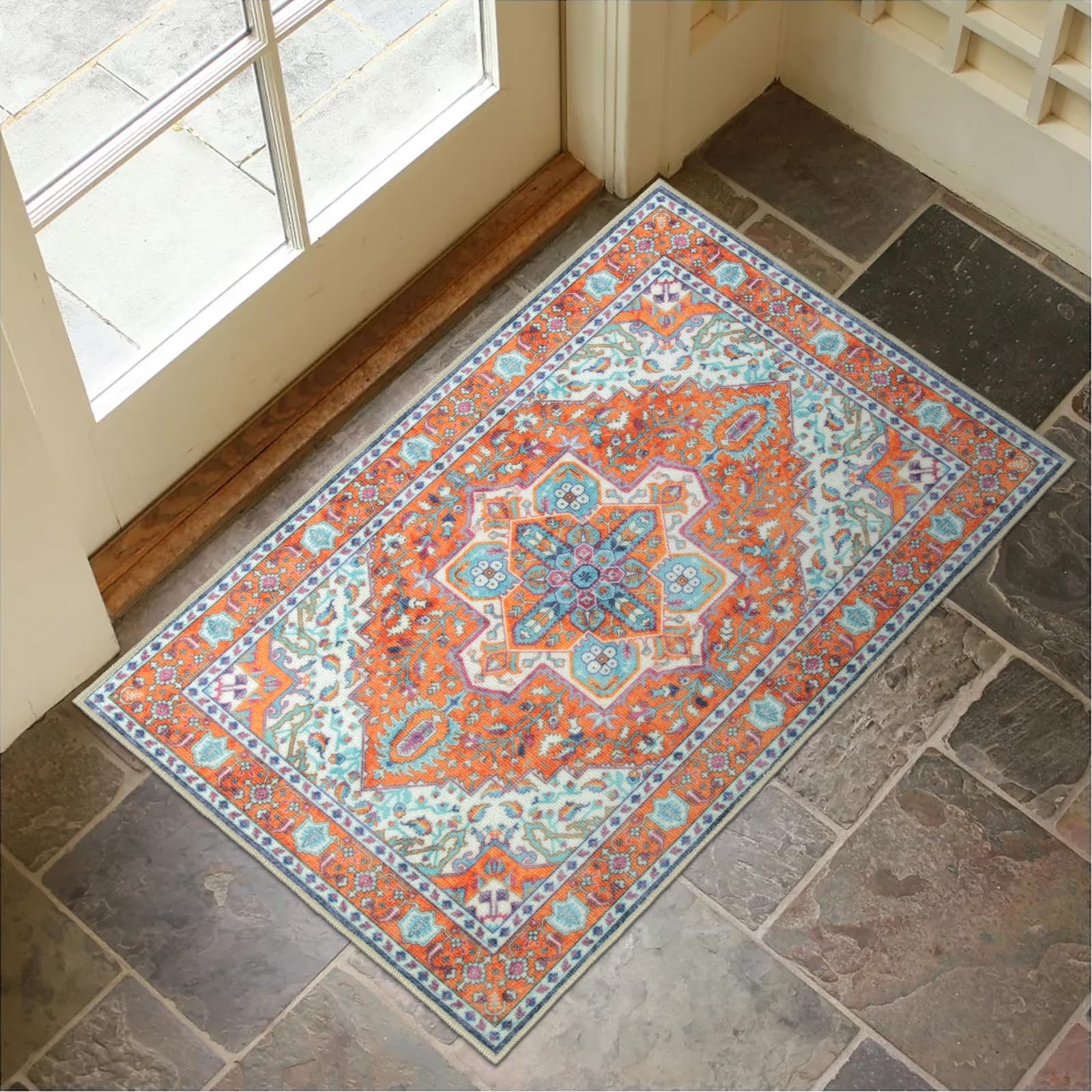 Washable Indoor NonSlip Retro Quick Absorbent Entryway Doormat Rug 24×36 Inch