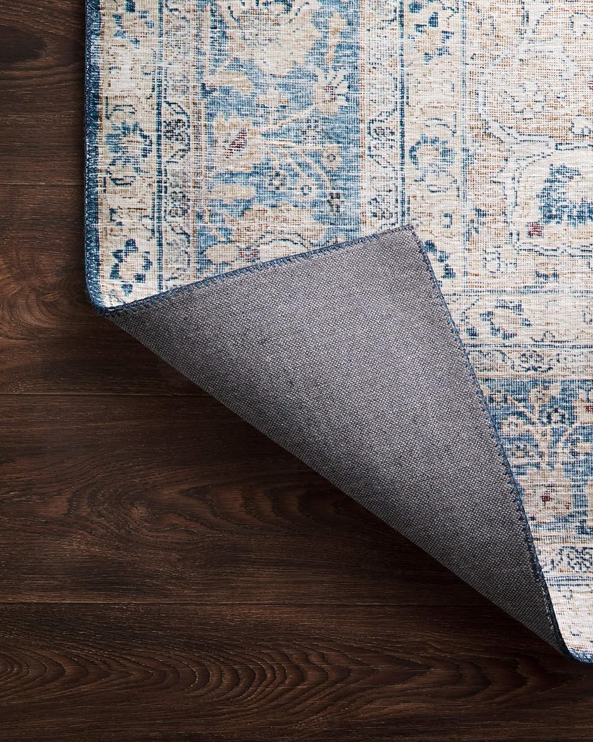 Loloi Layla Collection LAY-07 Blue/Tangerine 2′-6″ x 7′-6″ .13″ Thick Runner Rug