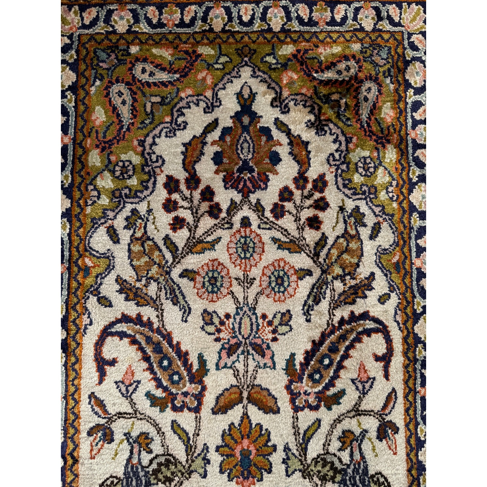 Vintage Traditional Handmade Kashmiri Wool Multicolor Runner Rug 49x17in
