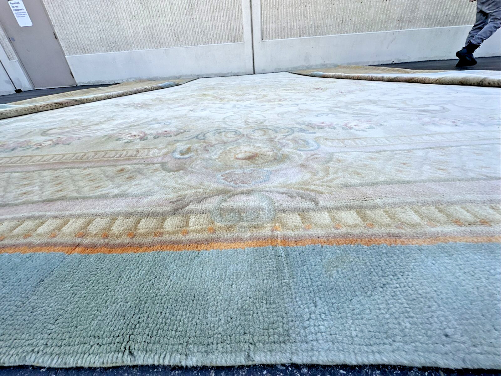 Auth:  Antique French Savonnerie Palatial Legendary KINGS Rug Aqua 17×22