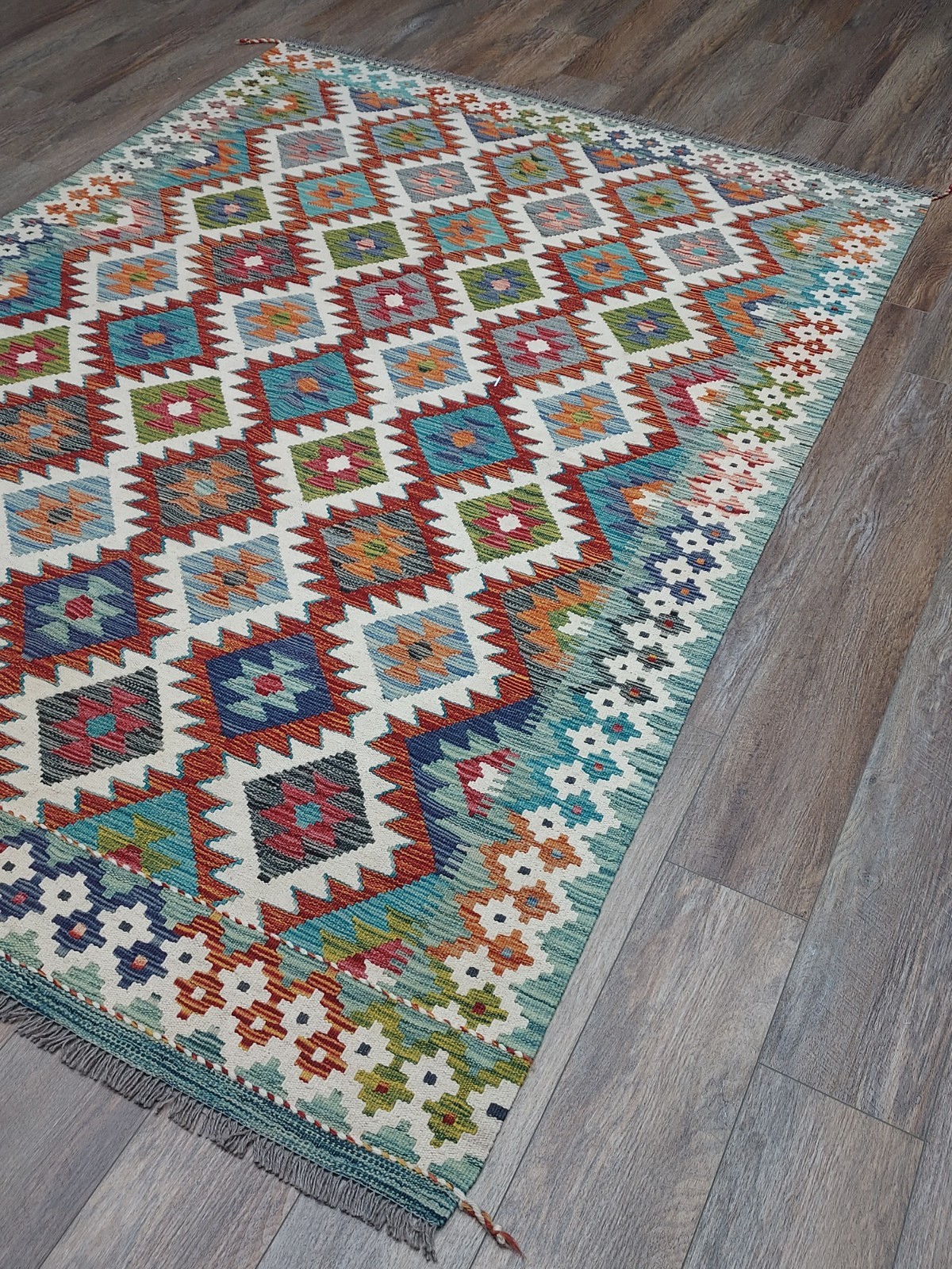 Turkish Vintage Rug,Anatolian HandMade Tribal GeometricKilim Rug, 5.5×8 ft
