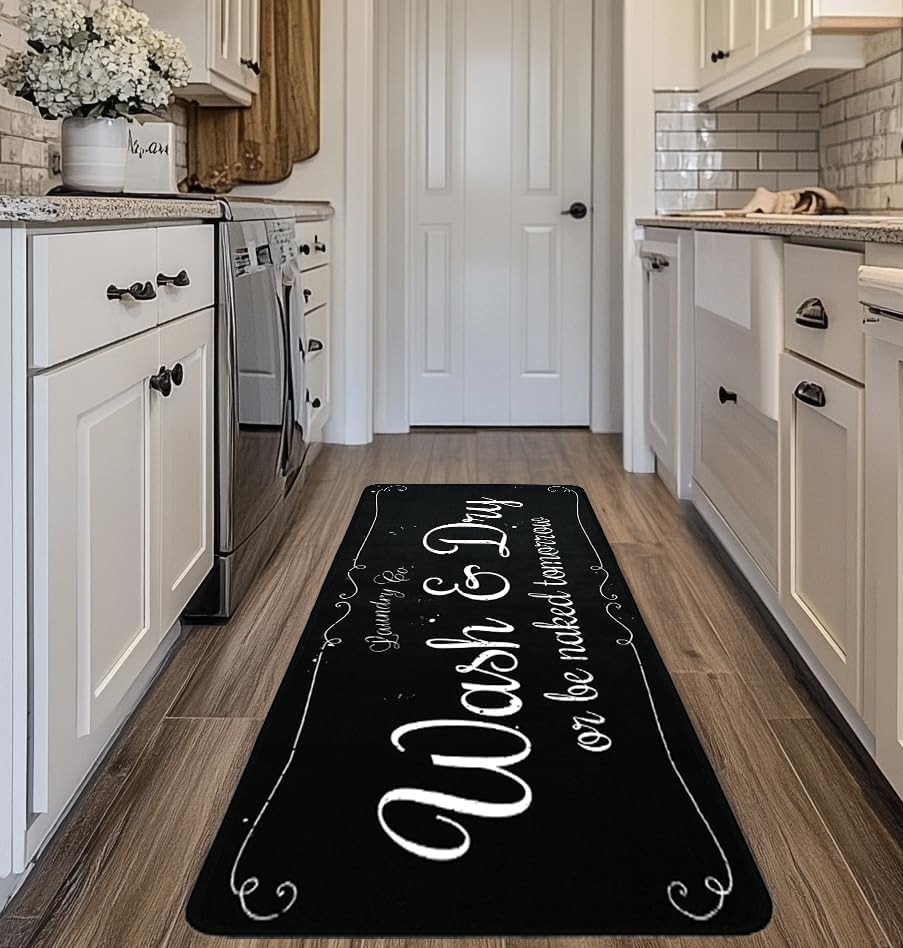 Laundry Room Rug Runner 20″x49″ Non Slip TPR-Backed Rug for Kitchen, Bathroom…