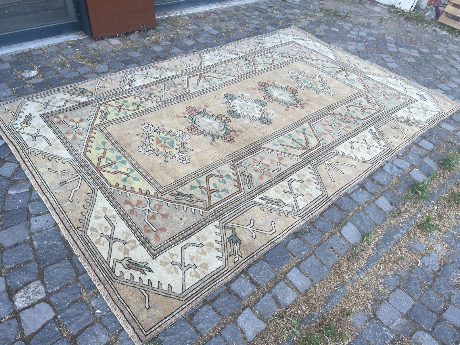 Turkish Vintage Rug, Handmade Wool Rug, Bohemian Large Rug, 6,3 x 9,8 ft