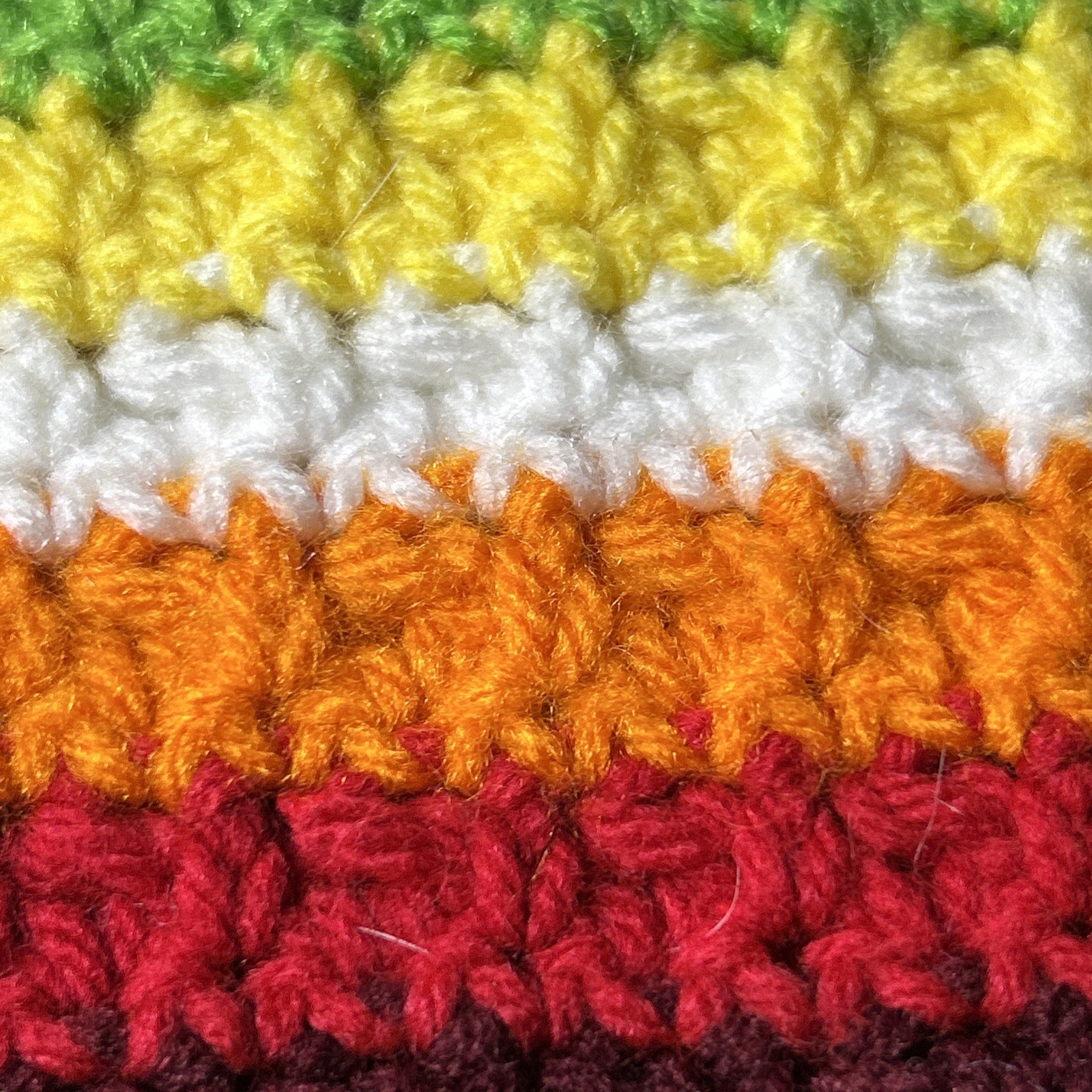 Vintage Crochet Rug Tight Knit Handmade Rainbow Stripe 24” X 29” Boho Homemaking