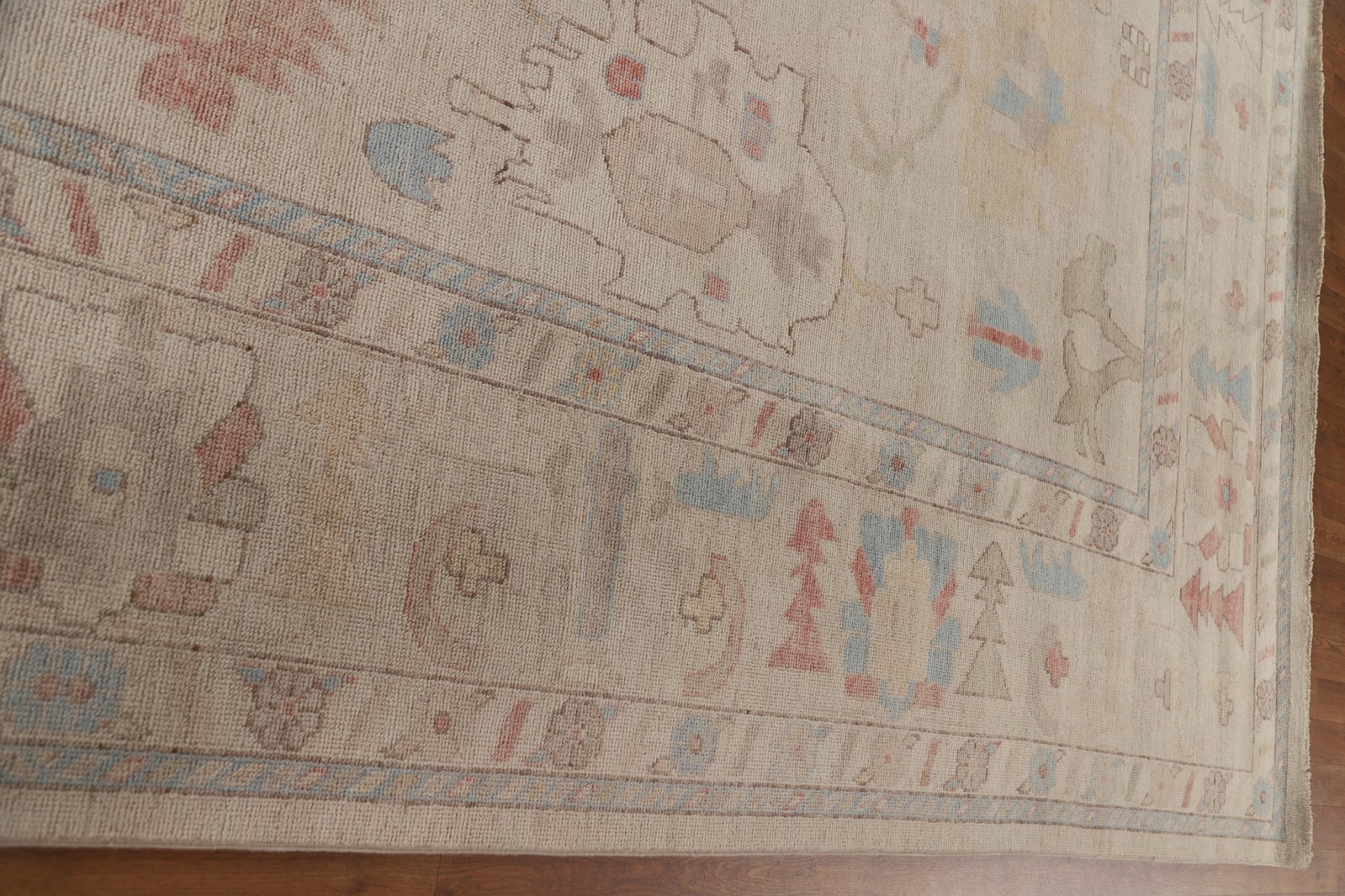 Muted Oushak Vegetable Dye Palace Size Rug Hand-knotted Oriental Carpet 12×15
