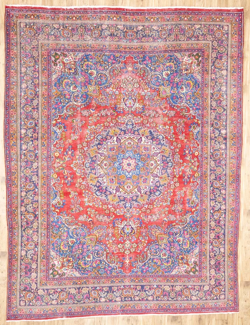 Semi-Antique Distressed Handmade Oriental Rug Living Room Carpet 9’7×12’6 Ft