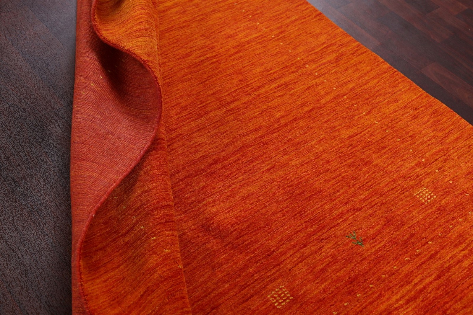 Soft and Plush Orange Wool Area Rug Hand-knotted 6×8 ft