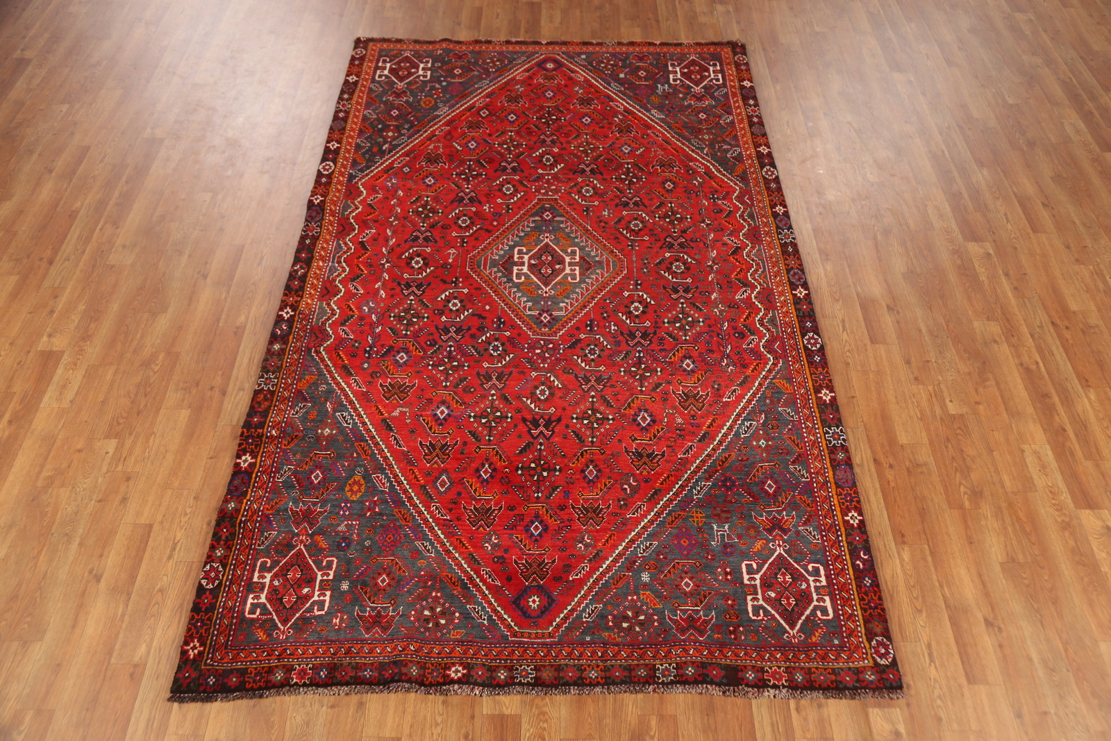 Vintage Geometric Nomadic Area Rug Wool Hand-knotted Dining Room Carpet 5×9