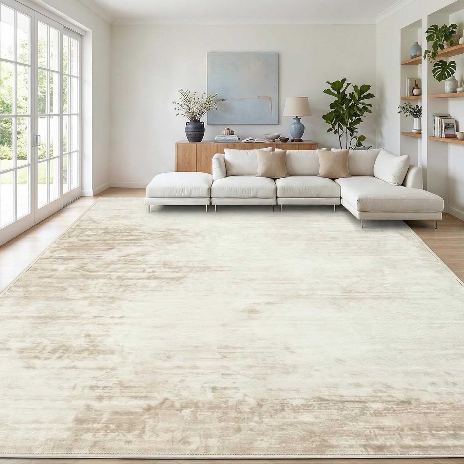 WEKELL 8×10 Area Rugs for Living Room, Washable Large Neutral Modern Abstract…