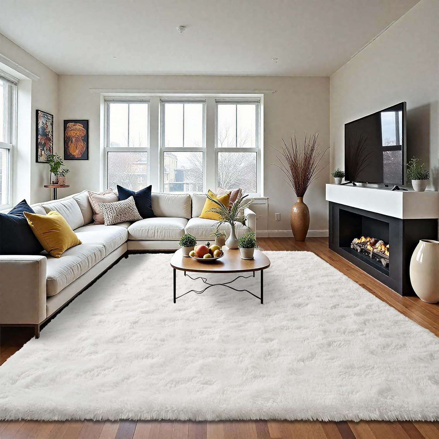 Fluffy White Area Rug 4×6 Feet for Living Room, Bedroom & Nursery Decor