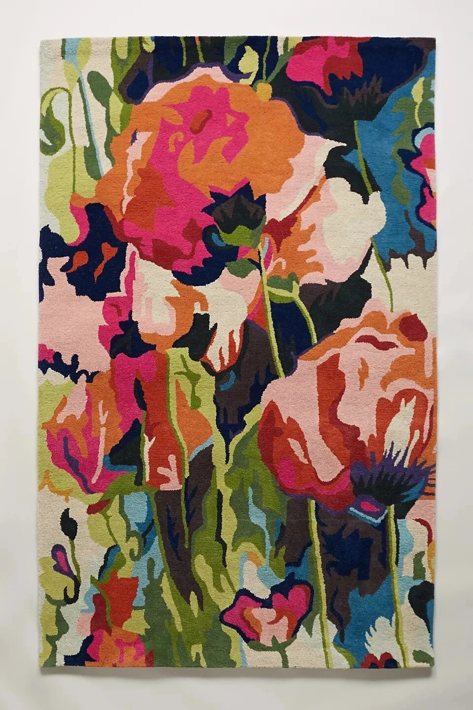 Modern Flowers Multicolor Hand-Tufted 100% Wool Soft Area Rug & Carpet