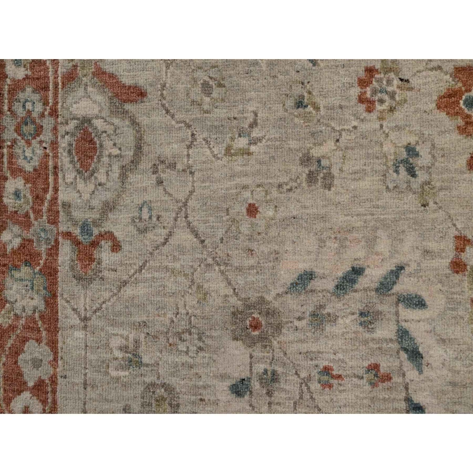 2’2″x3’1″ Beige Broken Pattern Oushak Design Hand Knotted Wool Sample Rug R91464