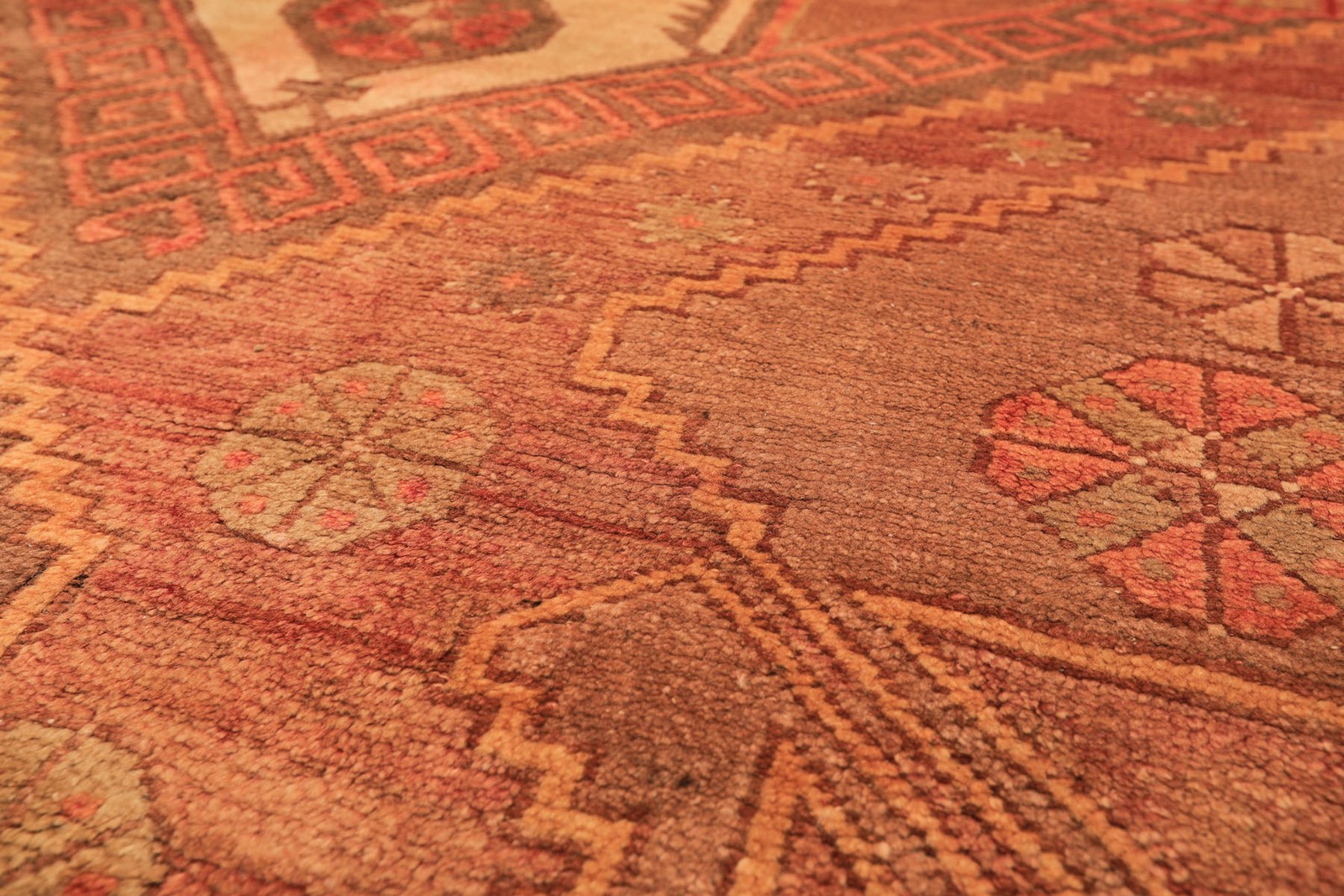 4’4”x8 Hand Knotted Wool Rust, Beige Antique Turkish Oushak Silky Sheen Rug