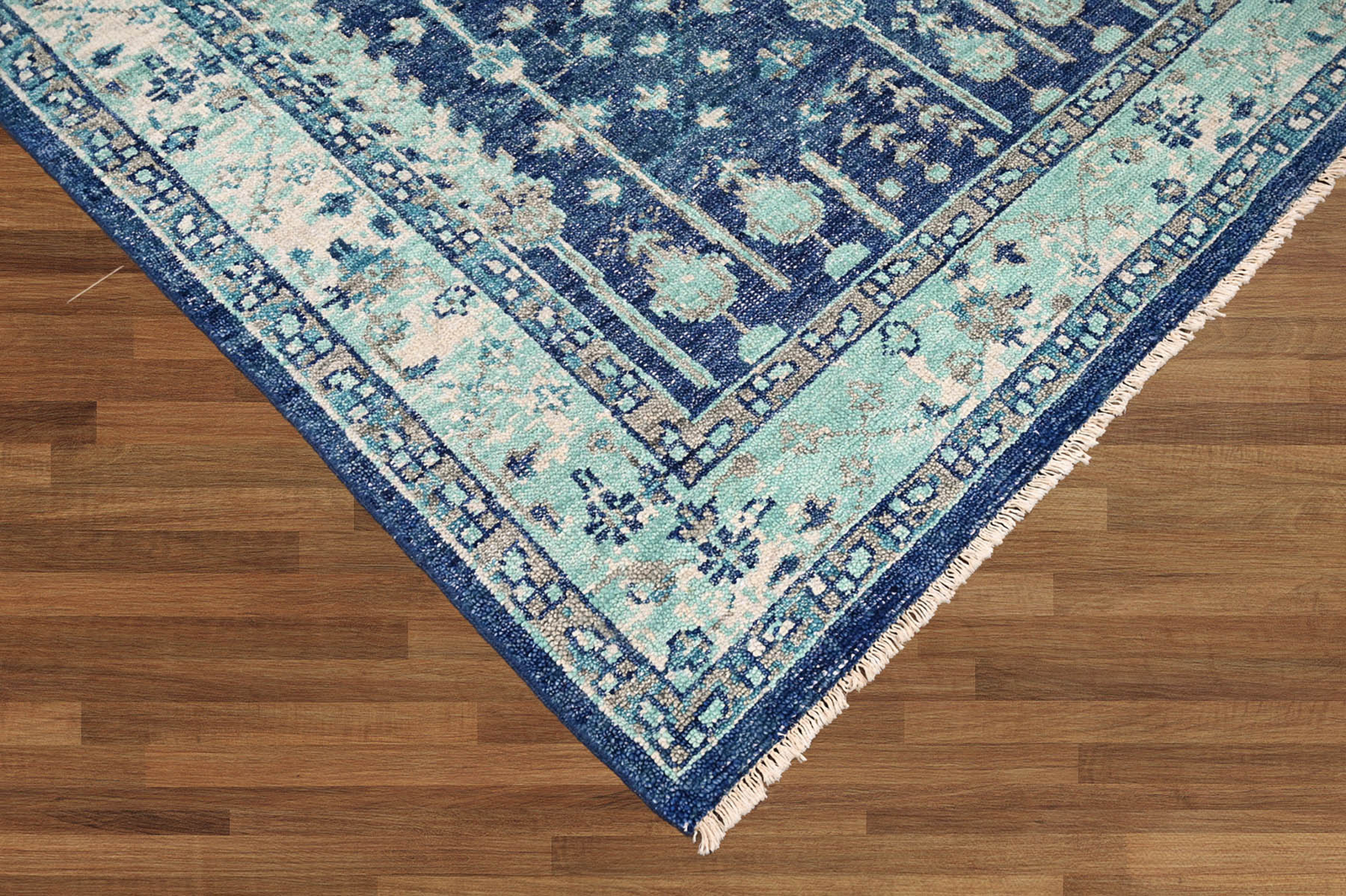 6×9 Blue Hand Knotted Traditional Oushak Arts & Crafts Wool Area Rug