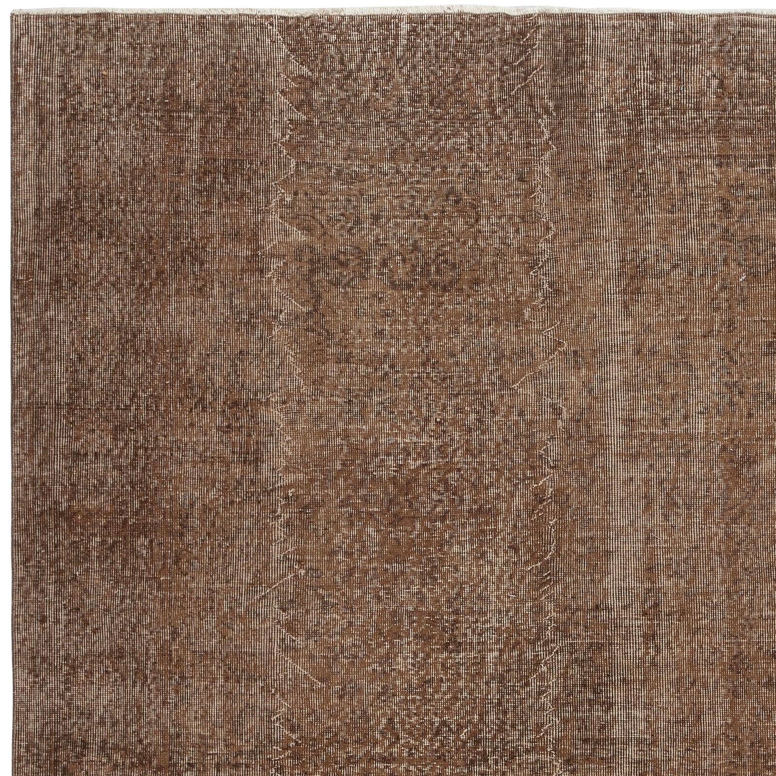 6.5×9.5 Ft Vintage Handmade Turkish Rug Overdyed in Brown for Modern Interiors