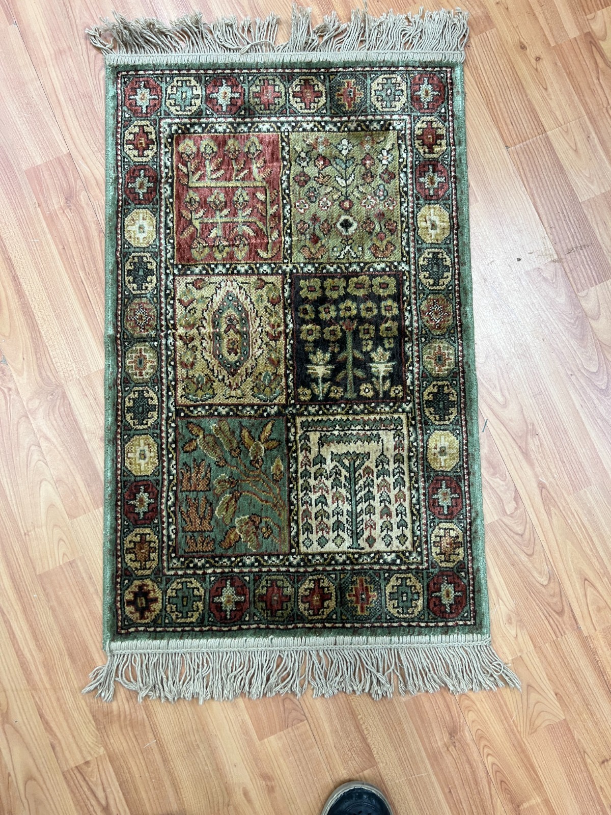 1’8″ x 2’8″ New Belgian Panel Design Oriental Rug – 100% Silk