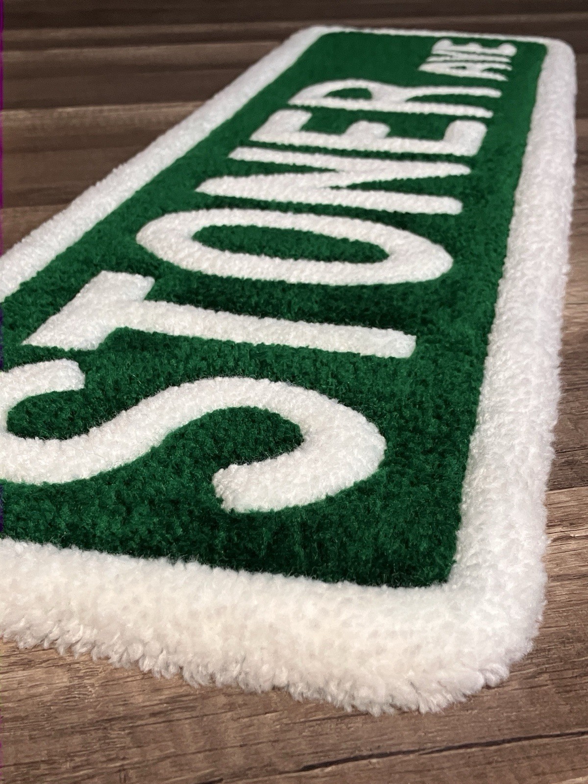 Handmade STONER AVE Street Sign Tufted Novelty Area Rug Non-Slip 29 x 9 in
