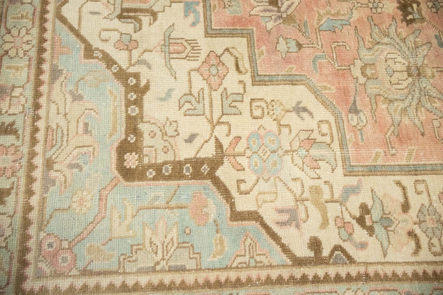 Semi-Antique Floral Oriental Wool Rug Hand-Knotted Distressed Carpet 7’4×9’4 Ft